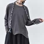 Women's Wavy Hem Casual Round Neck Shirt