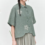 Women's Floral-patterned Curved Hem Shirt