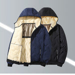 KZZ Men's Winter Warm Jacket with Fleece Lining Polyester Fiber Material Coats