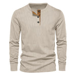 KZZ Men's Regular Fit Patchwork Print Half Button Thermal Lined Henry Collar Shirt