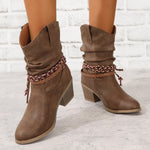 Vintage Western Cowboy Tassel Ankle Boots