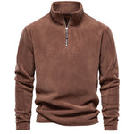 KZZ Men's Solid Half Zip Funnel Neck Polar Fleece Sweatshirt