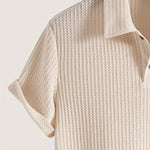 KZZ Men's solid color pique knit polo shirt