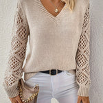 V|C - Pointelle Sleeve V-Neck Sweater Nancy