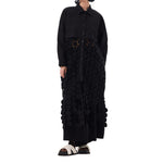 Spliced Hollow Circle Tassel Casual Shirt Dress