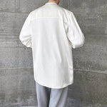Double-layered Collar Handmade Pearl Draped Shirt