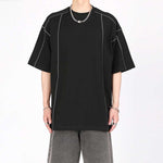 Topstitched Crew Neck Loose T-shirt