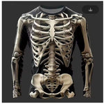 KZZ Men's Halloween 3D Skull Print Long-Sleeve T-Shirt