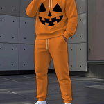KZZ Men's Halloween Skull Print Hoodie and Pants Set