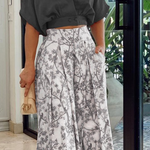 Two-Piece Set with V-Neck Blouse and Wide-Leg Pants