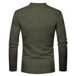 KZZ Men's Regular Fit Patchwork Print Half Button Thermal Lined Henry Collar Shirt