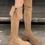 Over the knee boots brown long boots knight boots
