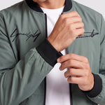 KZZ Men's Letter-Print Zip-Up Mock-Neck Jacket