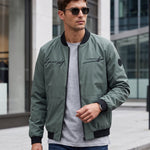 KZZ Men's Letter-Print Zip-Up Mock-Neck Jacket