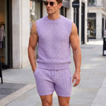 KZZ Men's Summer Short-Sleeve Knitwear Set