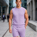 KZZ Men's Summer Short-Sleeve Knitwear Set
