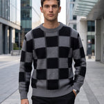 KZZ Men's plaid knit top
