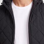 KZZ Men's Zip-Front Hooded Diamond-Quilted Jacket