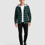 KZZ Men's Plaid Hooded Shirt Jacket