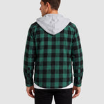 KZZ Men's Plaid Hooded Shirt Jacket