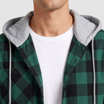 KZZ Men's Plaid Hooded Shirt Jacket