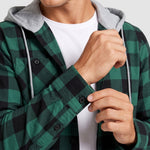 KZZ Men's Plaid Hooded Shirt Jacket