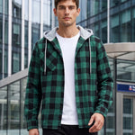 KZZ Men's Plaid Hooded Shirt Jacket