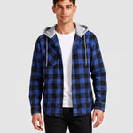 KZZ Men's Plaid Hooded Shirt Jacket