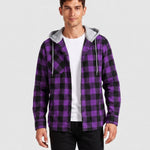 KZZ Men's Plaid Hooded Shirt Jacket