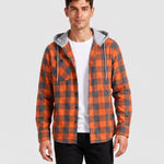 KZZ Men's Plaid Hooded Shirt Jacket