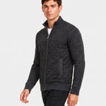 KZZ Men's Solid-Color Stand-Collar Knit Cardigan