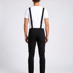 KZZ Men's Solid-Color Distressed Denim Overalls with Pockets