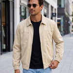KZZ Loose-fit casual long-sleeve collared zip-up jacket