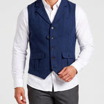 KZZ Men's solid color button front pocket suit vest