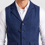 KZZ Men's solid color button front pocket suit vest