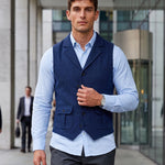 KZZ Men's solid color button front pocket suit vest