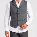 KZZ Men's solid color button front pocket suit vest