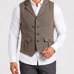 KZZ Men's solid color button front pocket suit vest