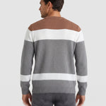 KZZ Men's Color-Block Crew-Neck Knit Sweater