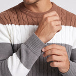 KZZ Men's Color-Block Crew-Neck Knit Sweater