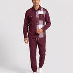 KZZ Men's Plaid Print Button-Down Shirt and Trousers