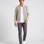 KZZ Men's Geometric Print Zip-Up Cable-Knit Cardigan