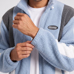 KZZ Men's Color-Block Fleece Jacket with Zippered Pockets