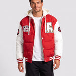 KZZ Men's Color-Block Letter-Print Drawstring Hooded Jacket