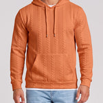 KZZ Men's Solid Color Textured Drawstring Hooded Sweatshirt