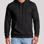 KZZ Men's Solid Color Textured Drawstring Hooded Sweatshirt