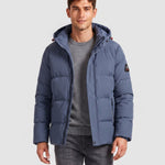 KZZ Men's Solid-Color Color-Block Zip-Up Hooded Winter Jacket