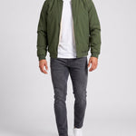 KZZ Men's solid color zip-up turtleneck warm coat