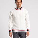 KZZ Men's Striped-Trim Half-Zip Sweater