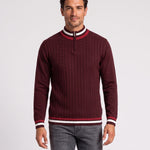 KZZ Men's Striped-Trim Half-Zip Sweater